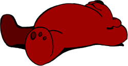 Red Pig Laying Down on the Ground Clipart - Adorable Farm Animal Art
