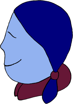 Woman with Blue Hair and Red Bow Clipart - Vibrant Character Illustration