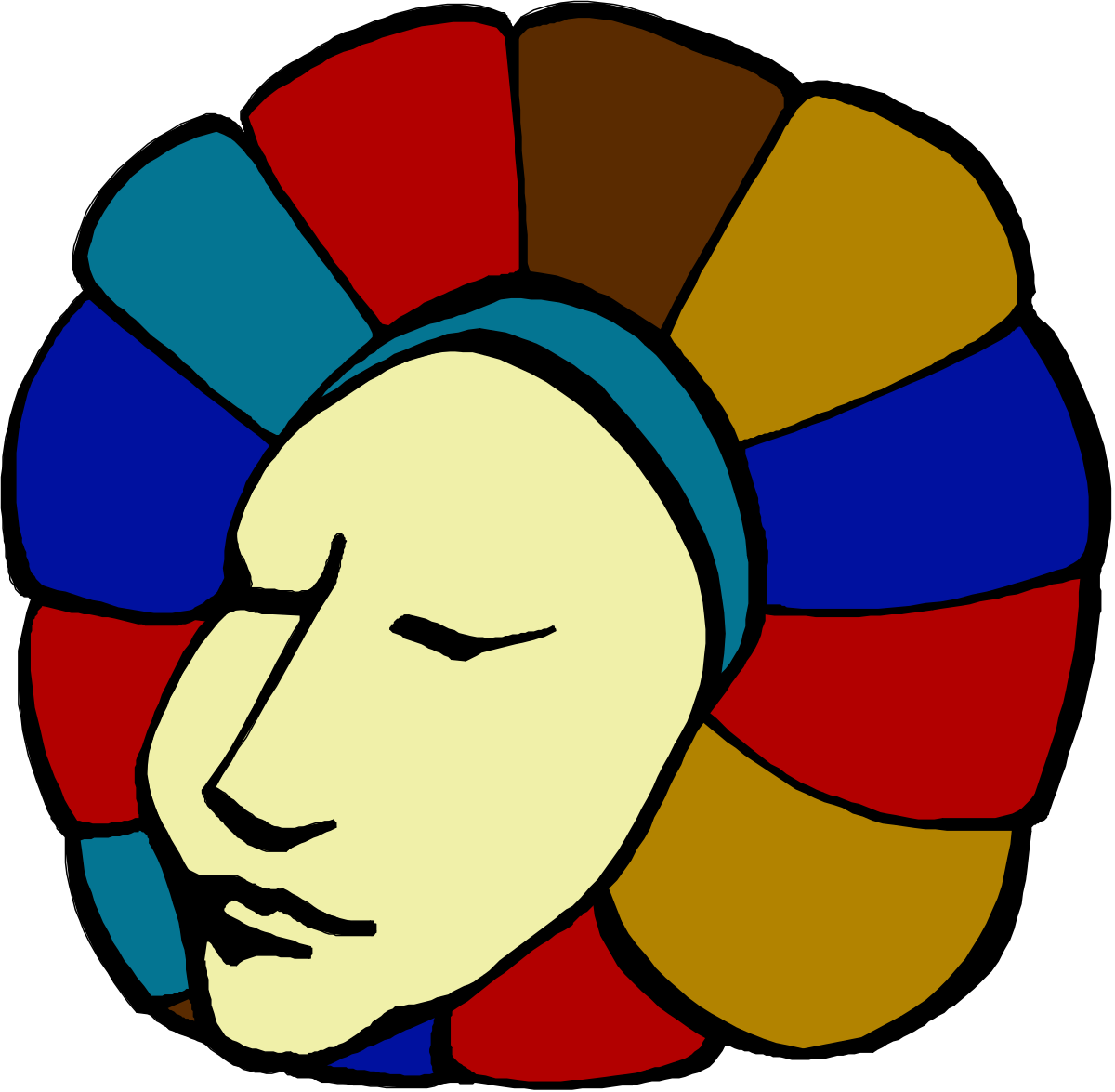 Colorful Hair Clipart: Vibrant Woman's Head with Stylish Hair Accessories