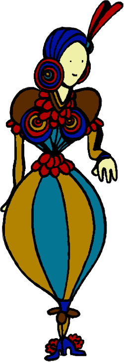 Cartoon Character in Blue Dress and Red Shoes Clipart