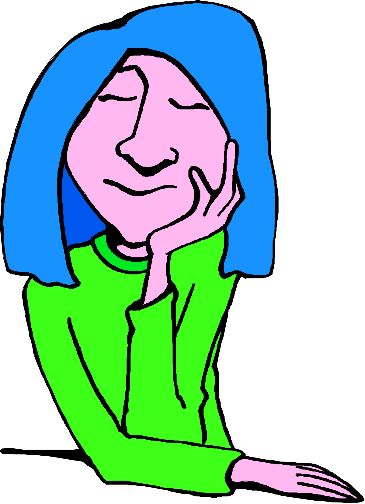a woman with blue hair and green shirt clip art png transparent Blue Hair Woman in Green Shirt - Unique Clipart Design