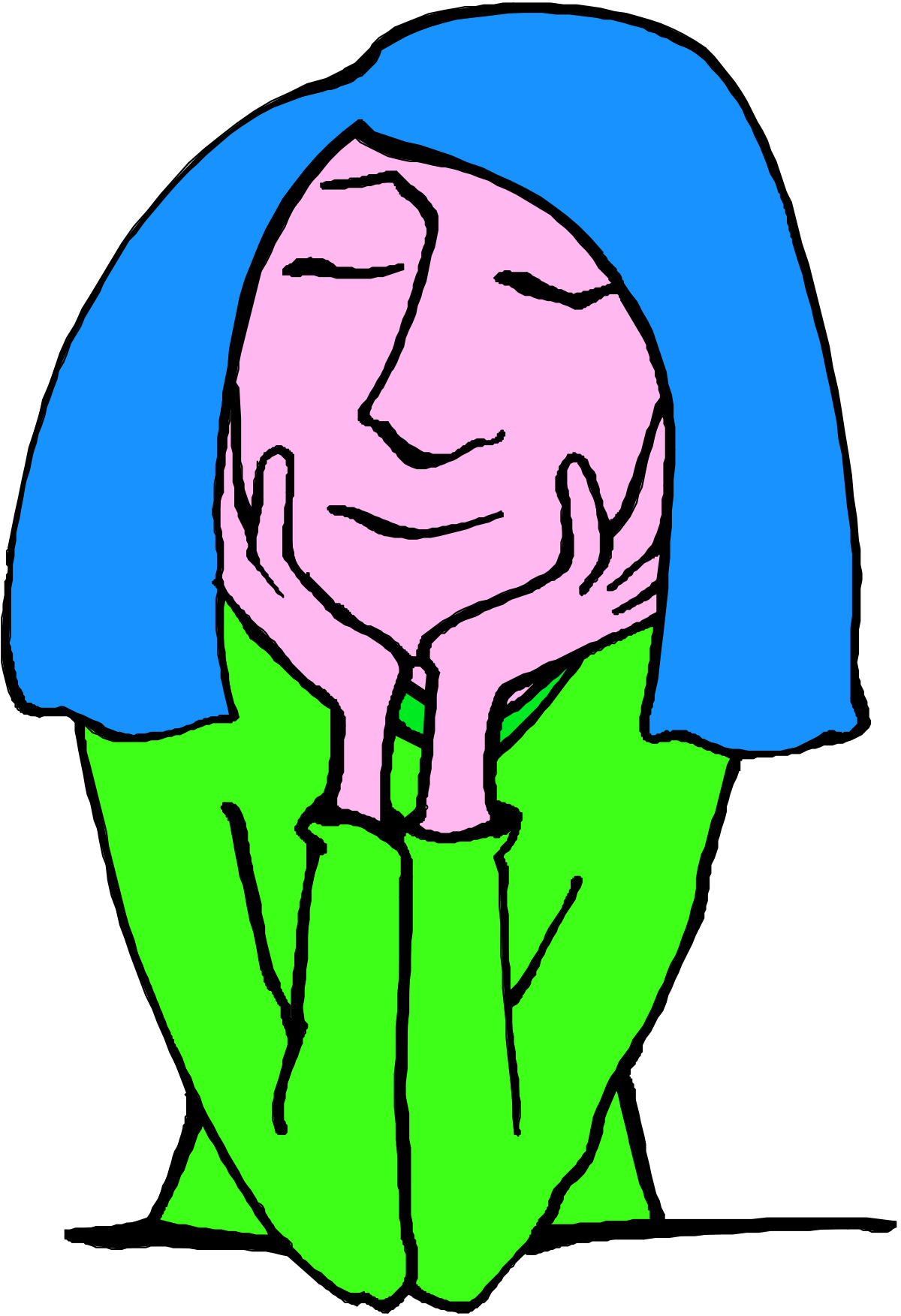 a cartoon character with a blue hair and green shirt clip art png transparent Cartoon Character with Blue Hair and Green Shirt - Fun Clipart