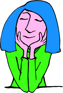 Cartoon Character with Blue Hair and Green Shirt - Fun Clipart