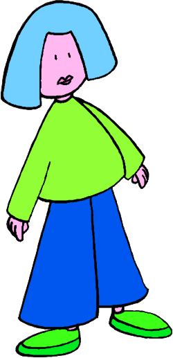 Cartoon Character with Blue Hat and Green Pants Clipart