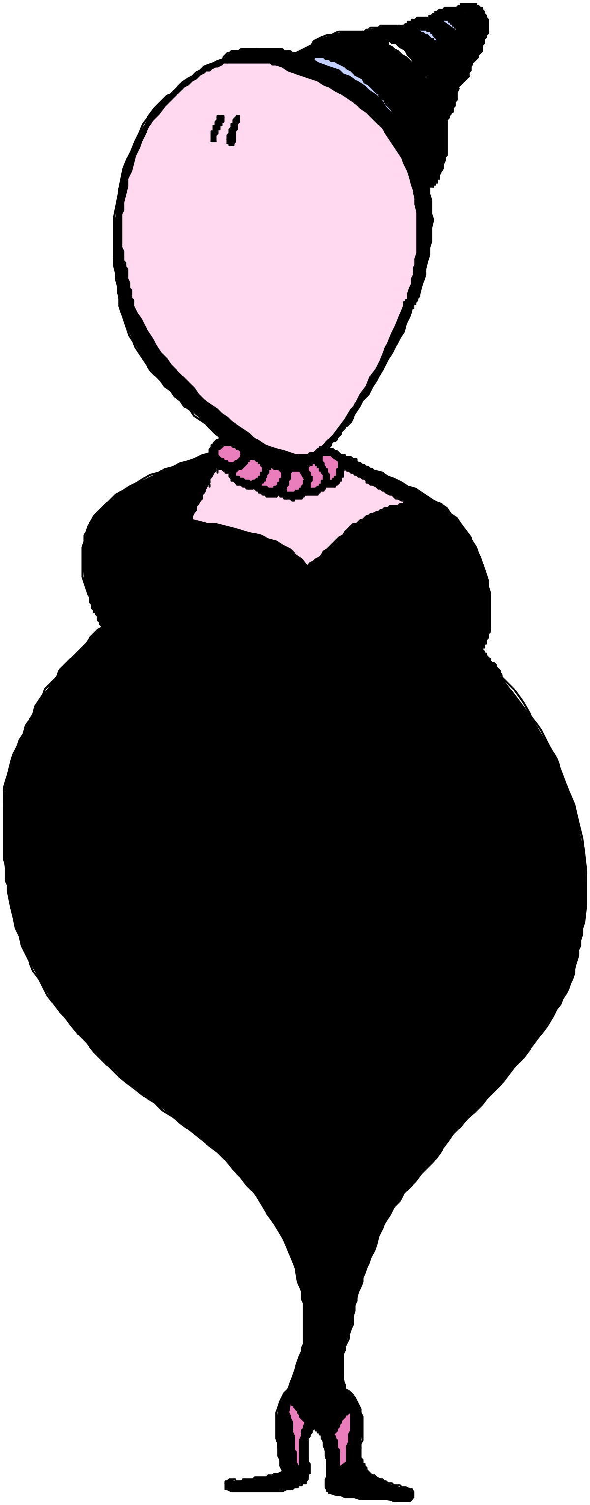 a black and white silhouette of a woman with a pink dress clip art png transparent Black and White Silhouette of a Woman in Pink Dress - Elegant Clipart Design
