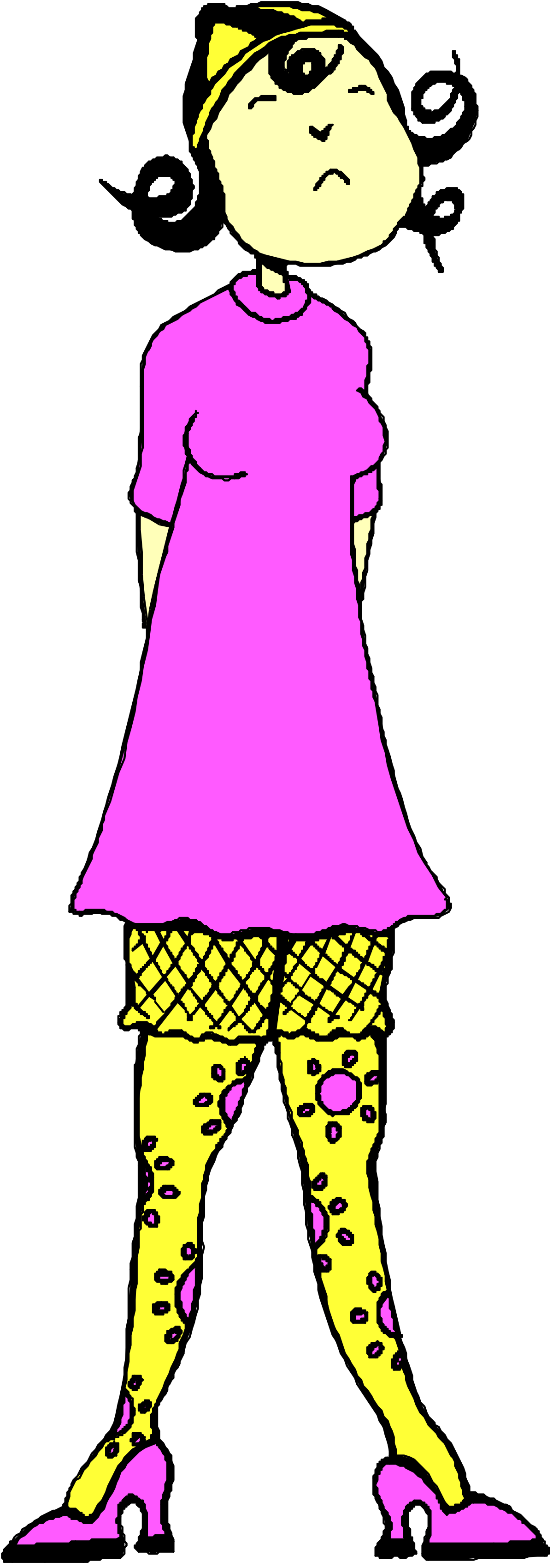 Girl in Pink Dress and Yellow Tights Clipart Vector