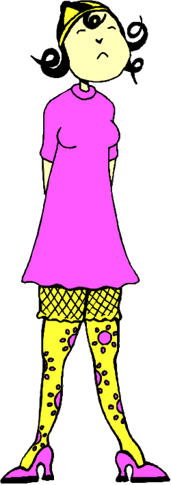 Girl in Pink Dress and Yellow Tights Clipart Vector