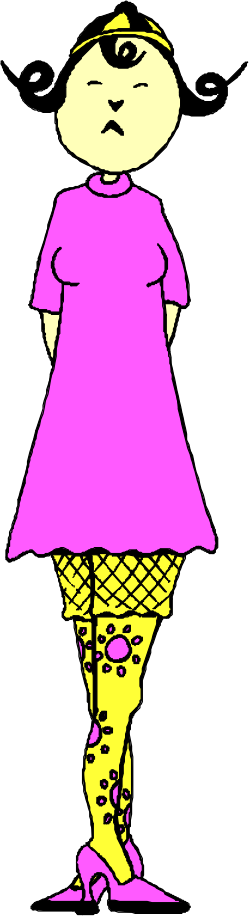 Girl in Pink Dress and Yellow Tights Clipart - Whimsical and Playful Design