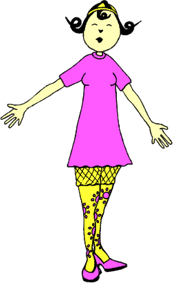 Girl in Pink Dress and Yellow Tights Clipart - Vibrant Character Illustration