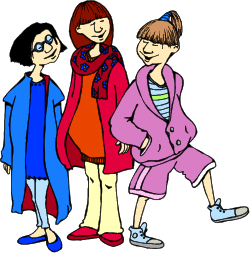 Girls in Coats and Boots Clipart - Stylish Winter Fashion