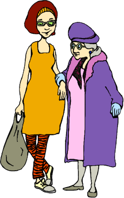 Purple Coat Woman & Yellow Dress Woman Clipart | Vibrant Character Illustrations