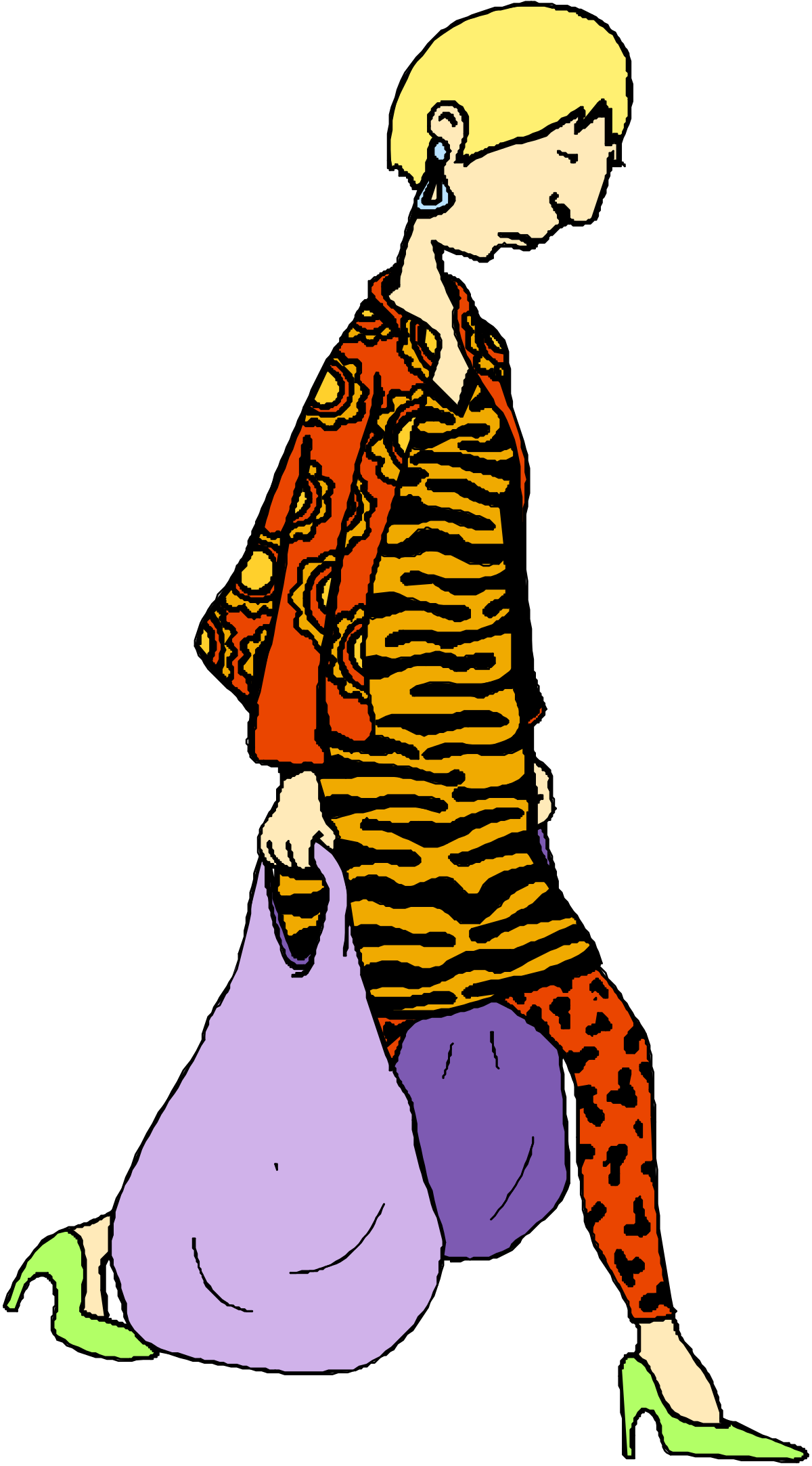 Woman Walking with a Bag - Vibrant SVG Clipart