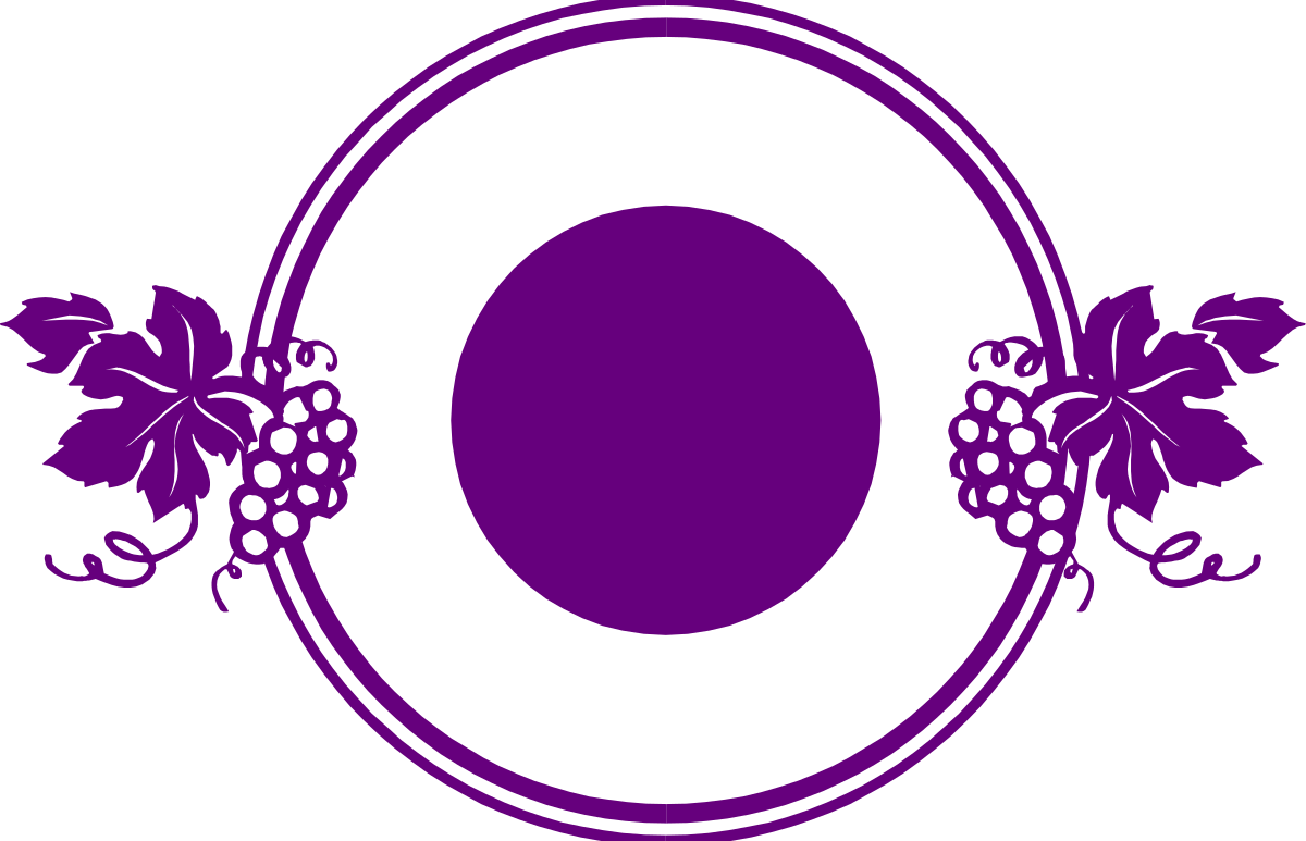 Grapes and Leaves Embroidery Design Clipart in Purple Oval