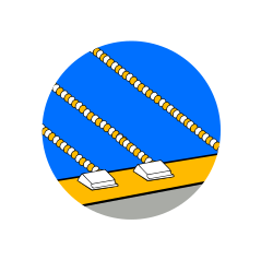 Swimming Pool Clipart with Blue Circle and Yellow White Lines