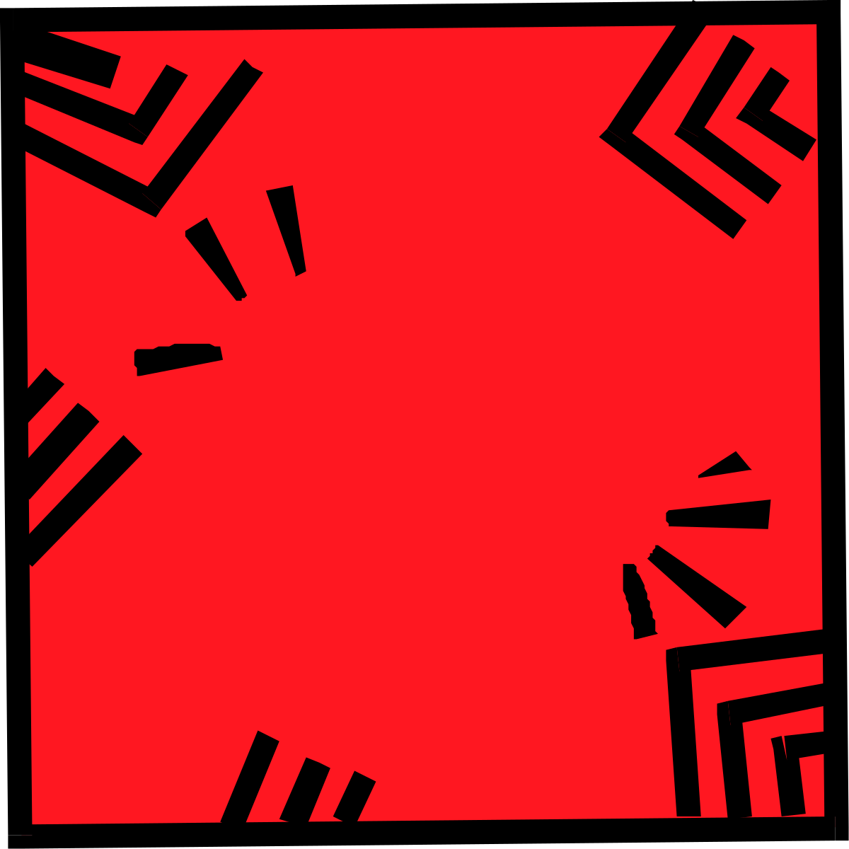 Red Square with Black Squares: Bold Geometric Clipart