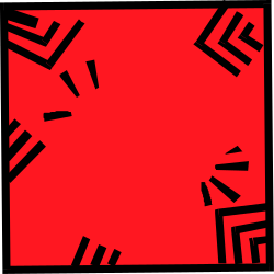 Red Square with Black Squares: Bold Geometric Clipart