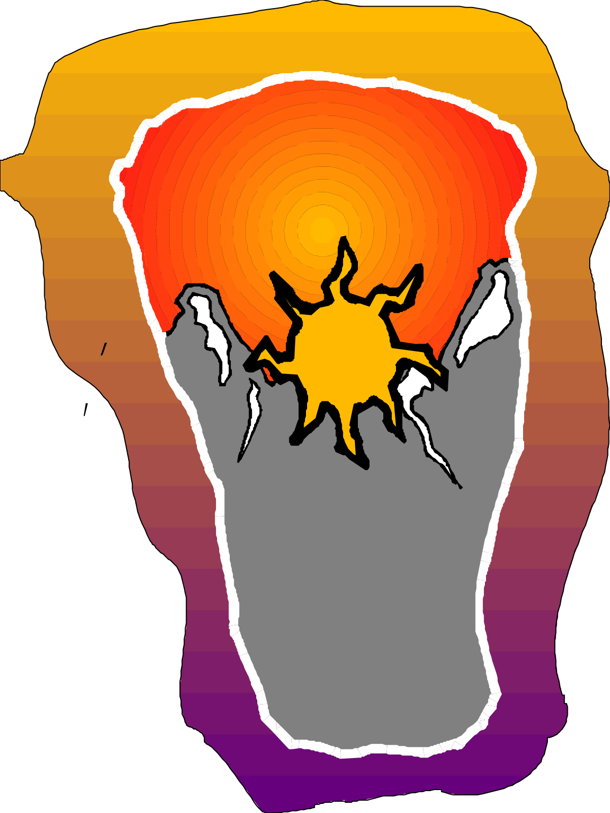 Sun Illustration with Person at Center - Vibrant Clipart for Various Uses