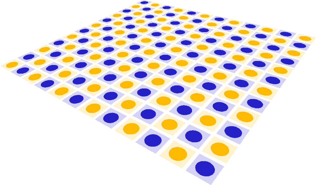 Blue and Yellow Square with Circles Clipart for Creative Designs