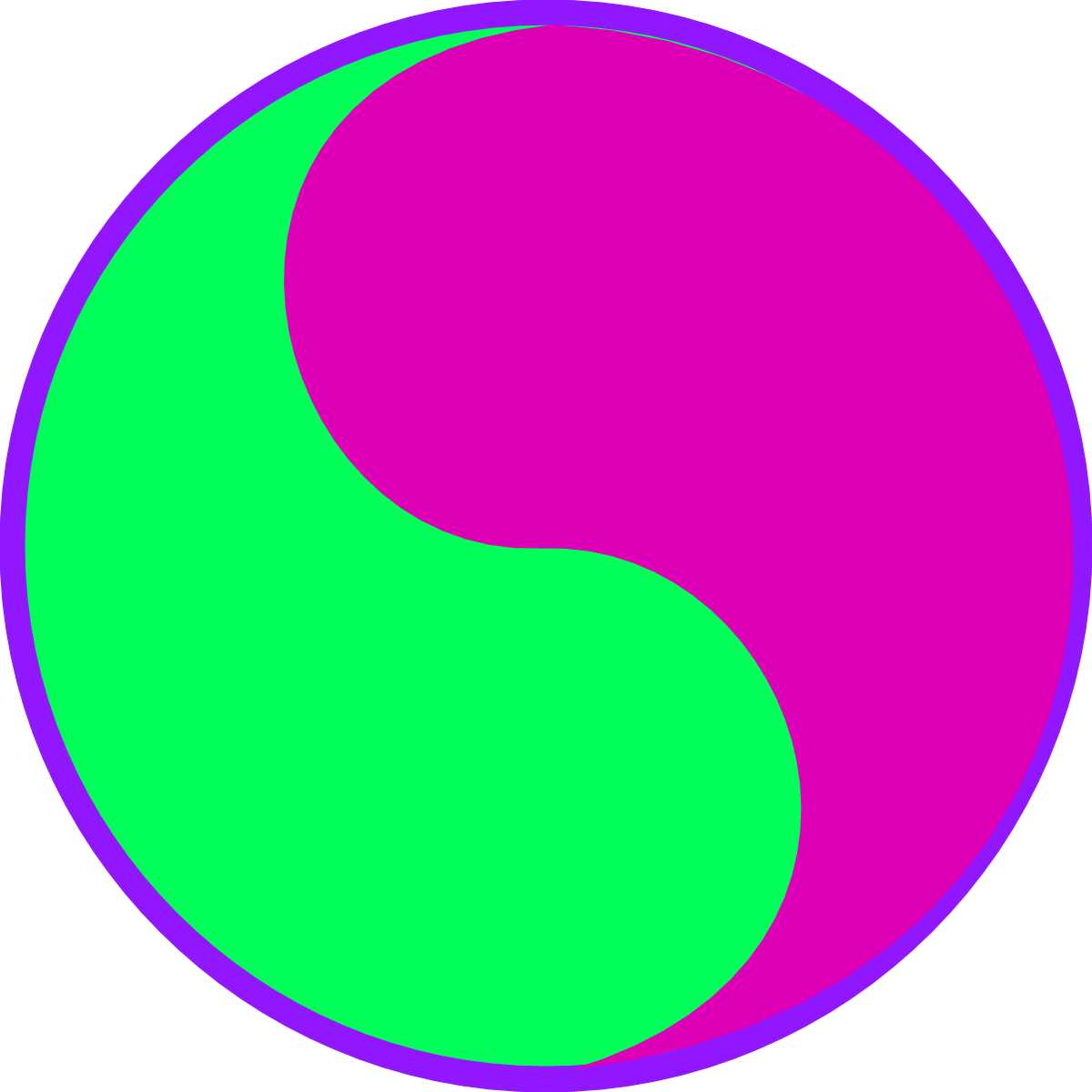Green and Pink Circle on Black Background - Vibrant Clipart Design