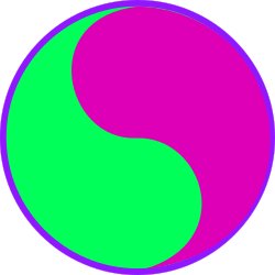 Green and Pink Circle on Black Background - Vibrant Clipart Design