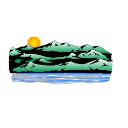 Mountain Scene with Sun - Vibrant Nature Clipart