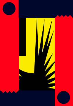 Black and Yellow Flag with Red and Yellow Stripe Clipart