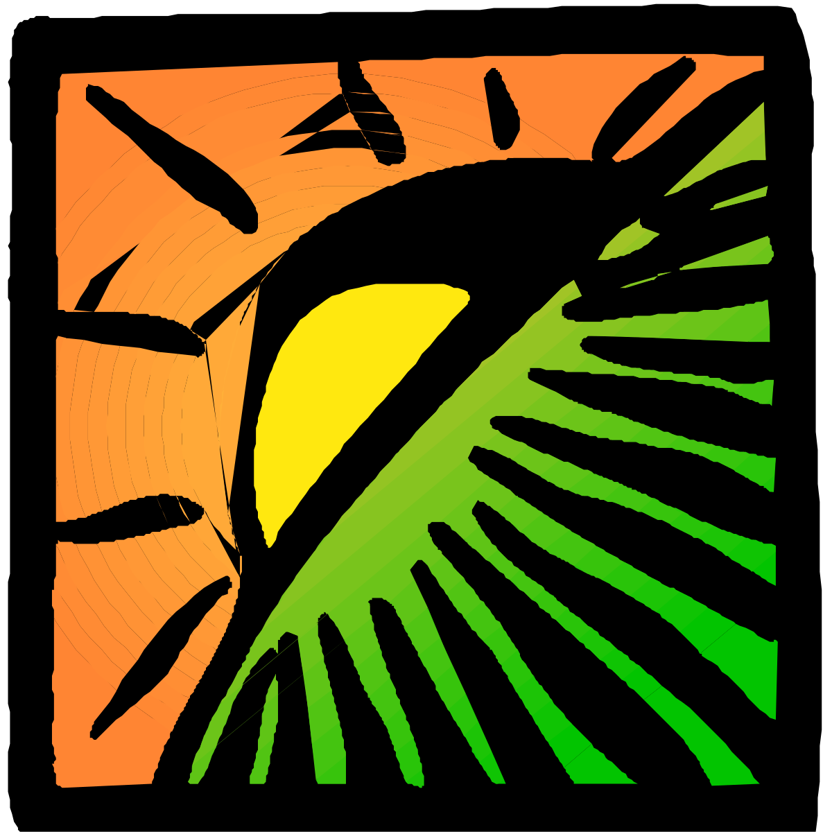 Vibrant Bird Clipart on Green and Orange Background