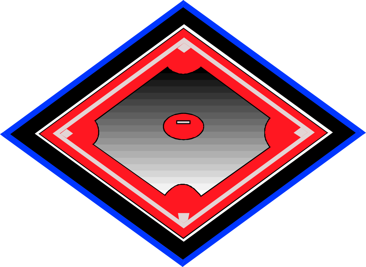 Baseball Diamond Clipart: Vibrant Red and Blue Design for Sports Enthusiasts