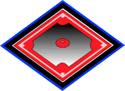 Baseball Diamond Clipart: Vibrant Red and Blue Design for Sports Enthusiasts