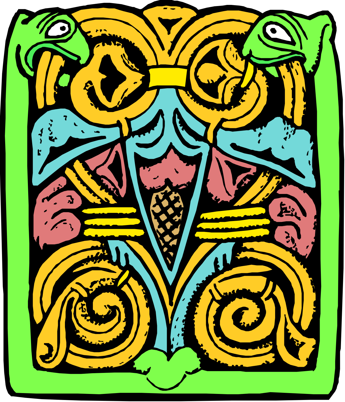 a colorful drawing of a face with a green background clip art png transparent Colorful Face Clipart with Green Background - Vibrant Expressions