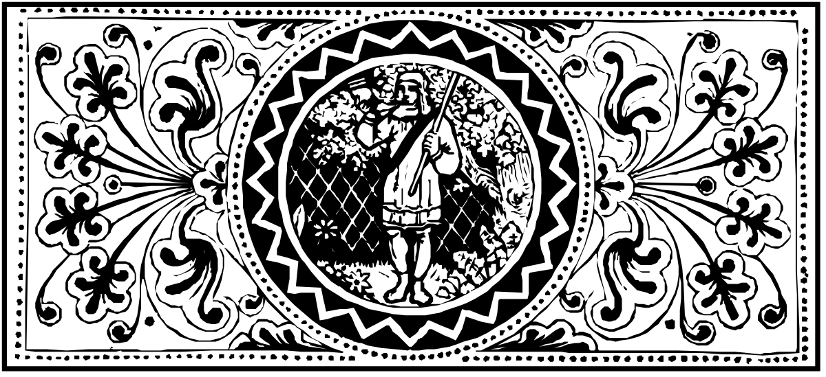 Black and White Floral Frame Woman Illustration