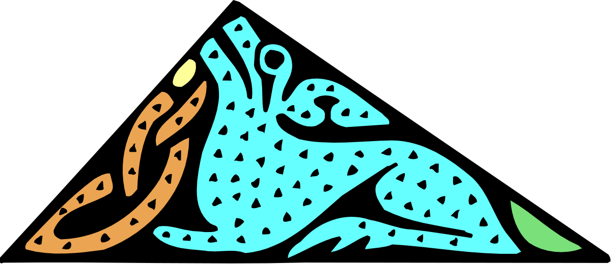 Colorful Patterned Dog Clipart: Blue and Orange Design