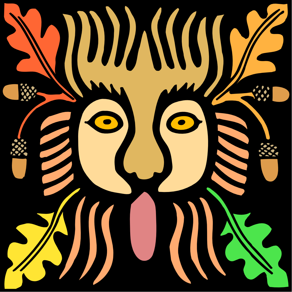 Lion Surrounded by Leaves - Majestic Wildlife Clipart