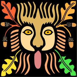 Lion Surrounded by Leaves - Majestic Wildlife Clipart