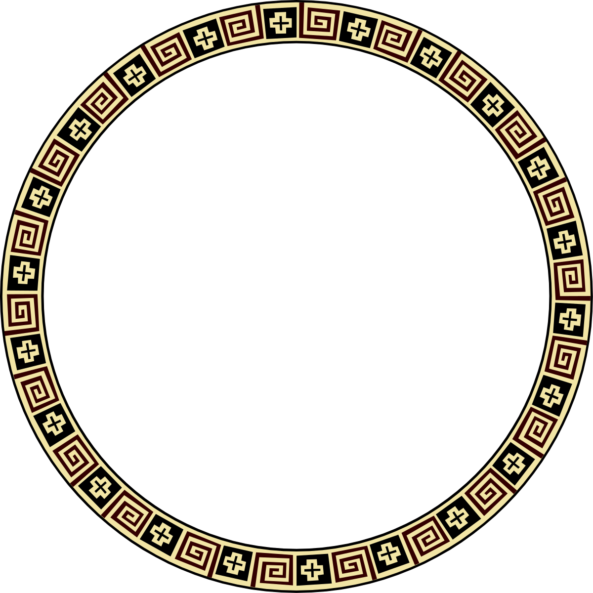 Circular Frame with Greek Pattern - Elegant Clipart Design