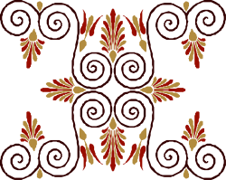 Red and Gold Pattern on Black Background - Stunning Clipart Design