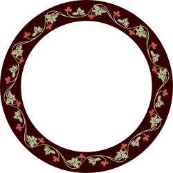 Floral Circular Frame Clipart: Vibrant Flowers and Leaves Design