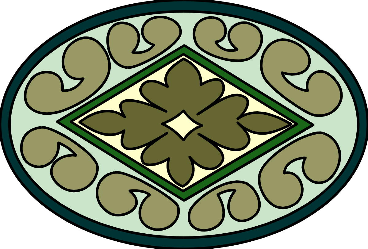 Leaf Shapes in Green and White Circular Design Clipart