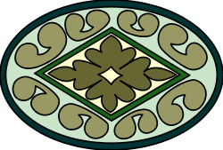 Leaf Shapes in Green and White Circular Design Clipart