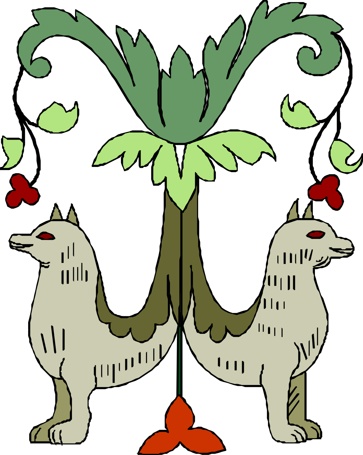 Dogs with Flowers and Leaves - Whimsical Clipart