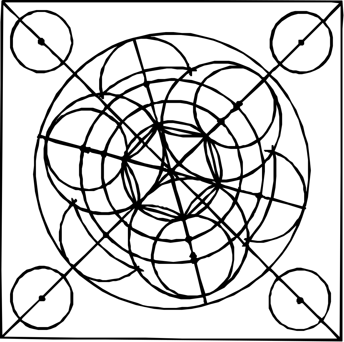 Circular Design Clipart - Elegant Black and White Drawing