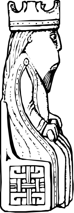 Crown-Wearing Man Illustration - Black and White Clipart