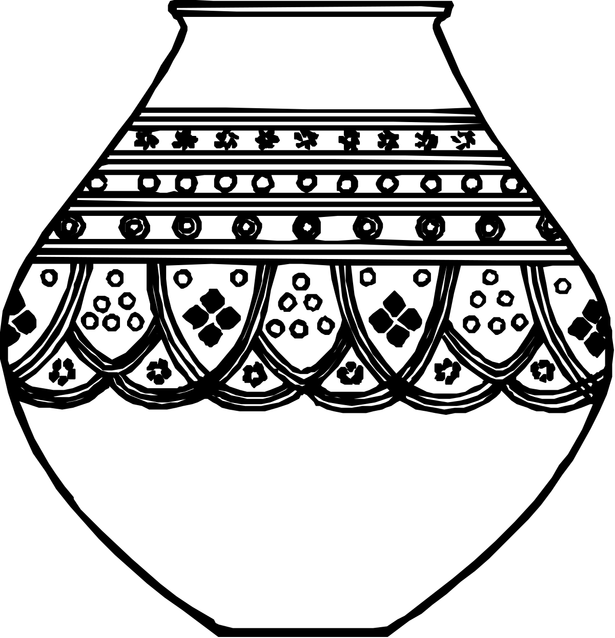Vase with Pattern Clipart: Elegant Floral Design for Creative Projects
