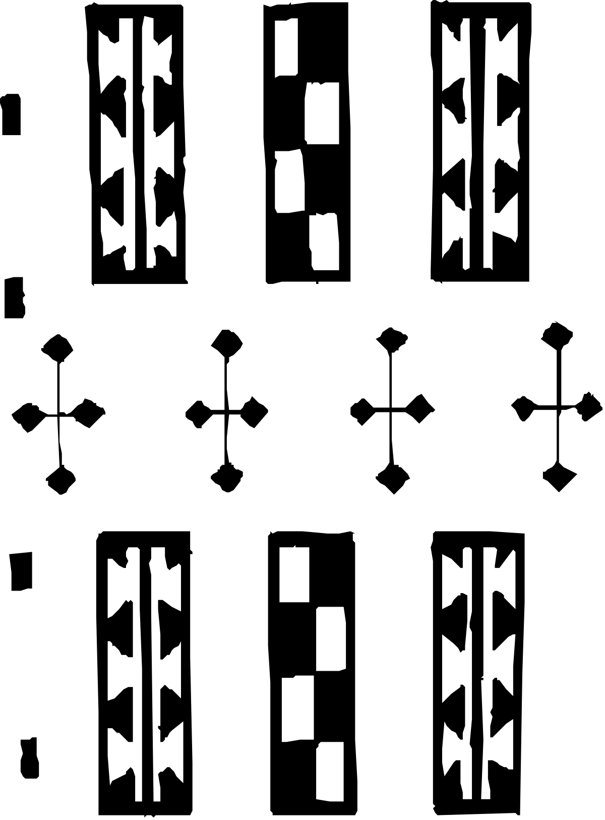 Four White Arrows on Black Background Clipart