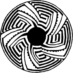 Circular Maze Clipart: White-Outlined Design for Creative Projects