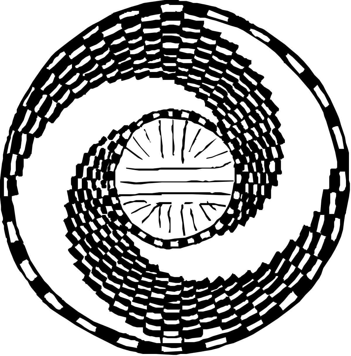 Circular White Pattern with Black and White Background Clipart