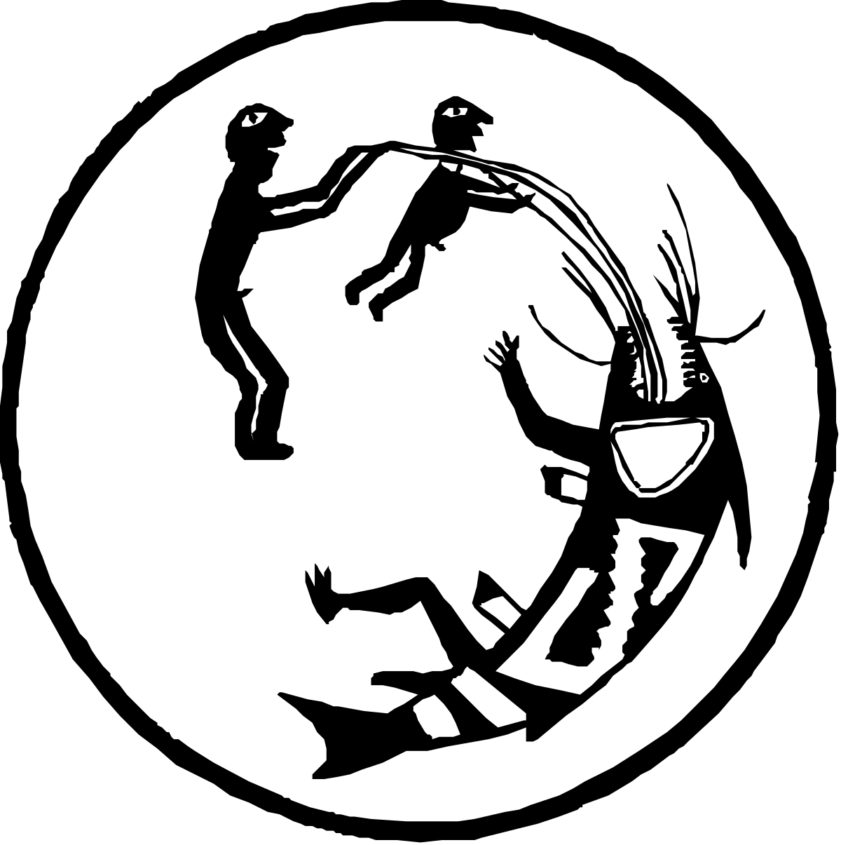 a black and white silhouette of two people in a circle clip art png transparent Black and White Silhouette of Two People in a Circle - Elegant Clipart Design