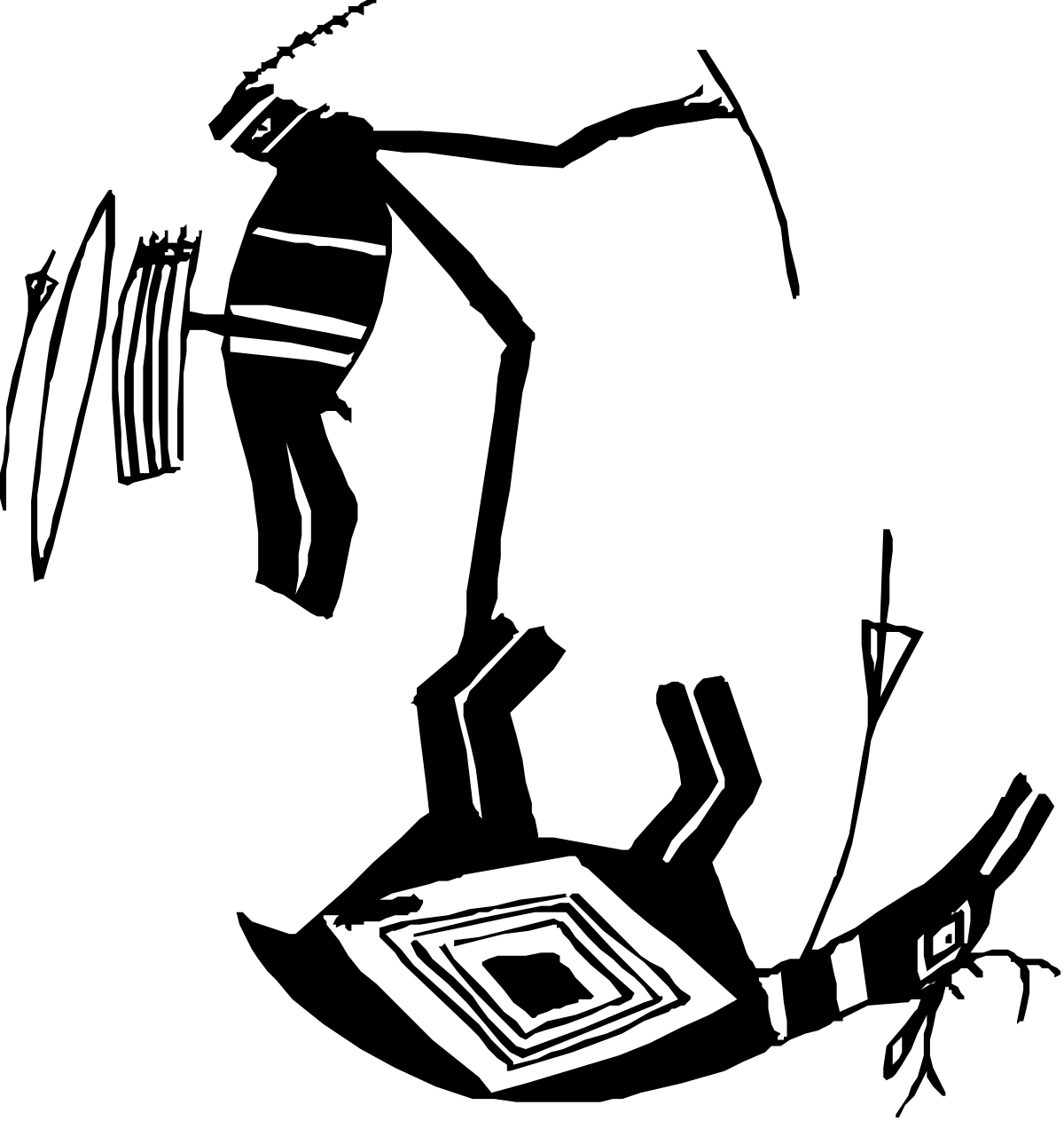 Bearded Man Clipart - Black and White Icon for Creative Projects