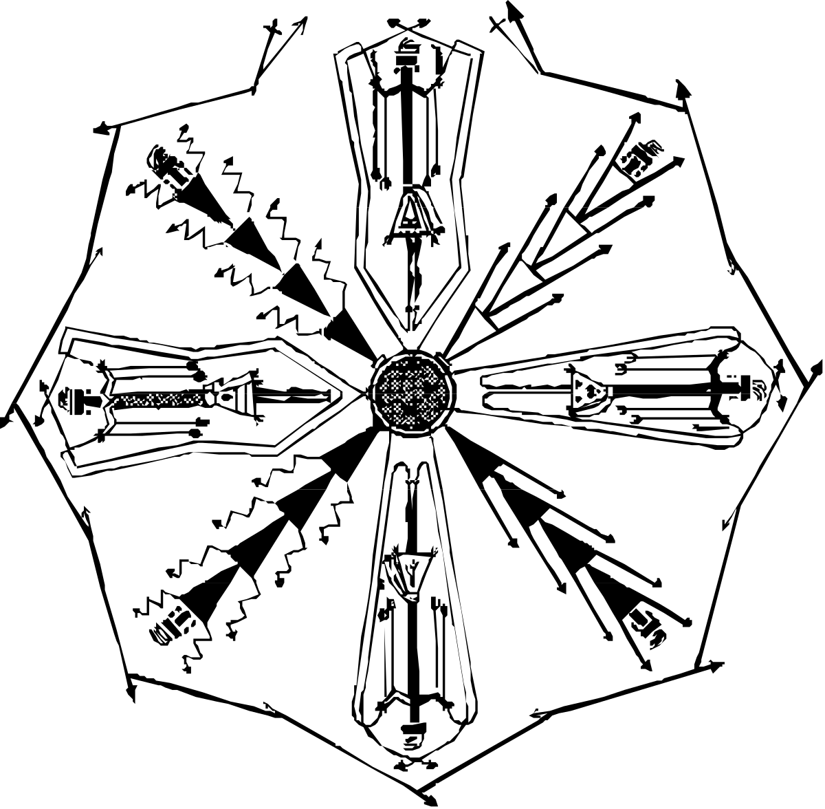 a cross with arrows in the middle clip art png transparent Cross with Arrows Clipart: Symbolic Design for Various Uses