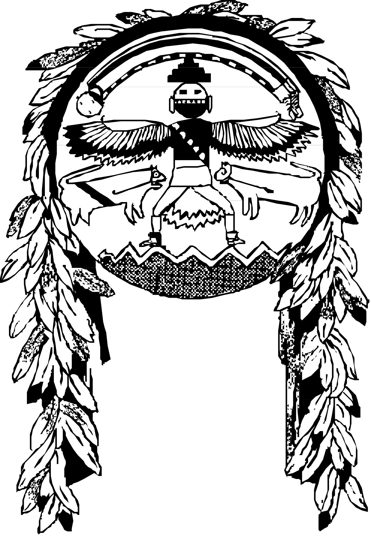 a black and white drawing of a native headdre clip art png transparent Native Headpiece Drawing - Black and White Clipart Collection